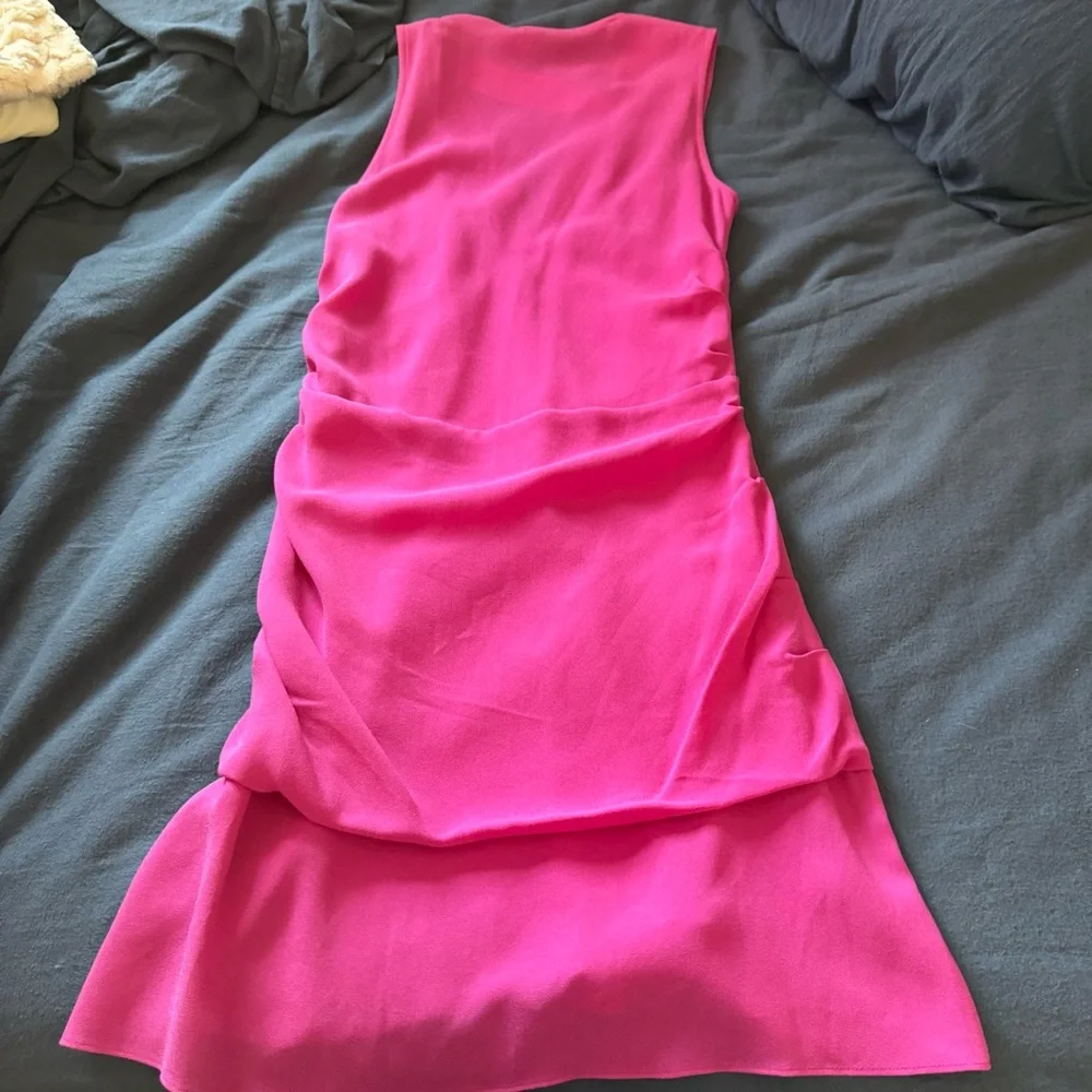 IRO Fuchsia Sleeveless V-Neck Draped Mini Dress - Picture 6 of 6